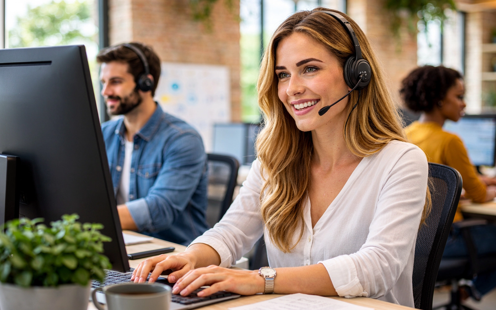 Team reviewing call performance and customer conversations